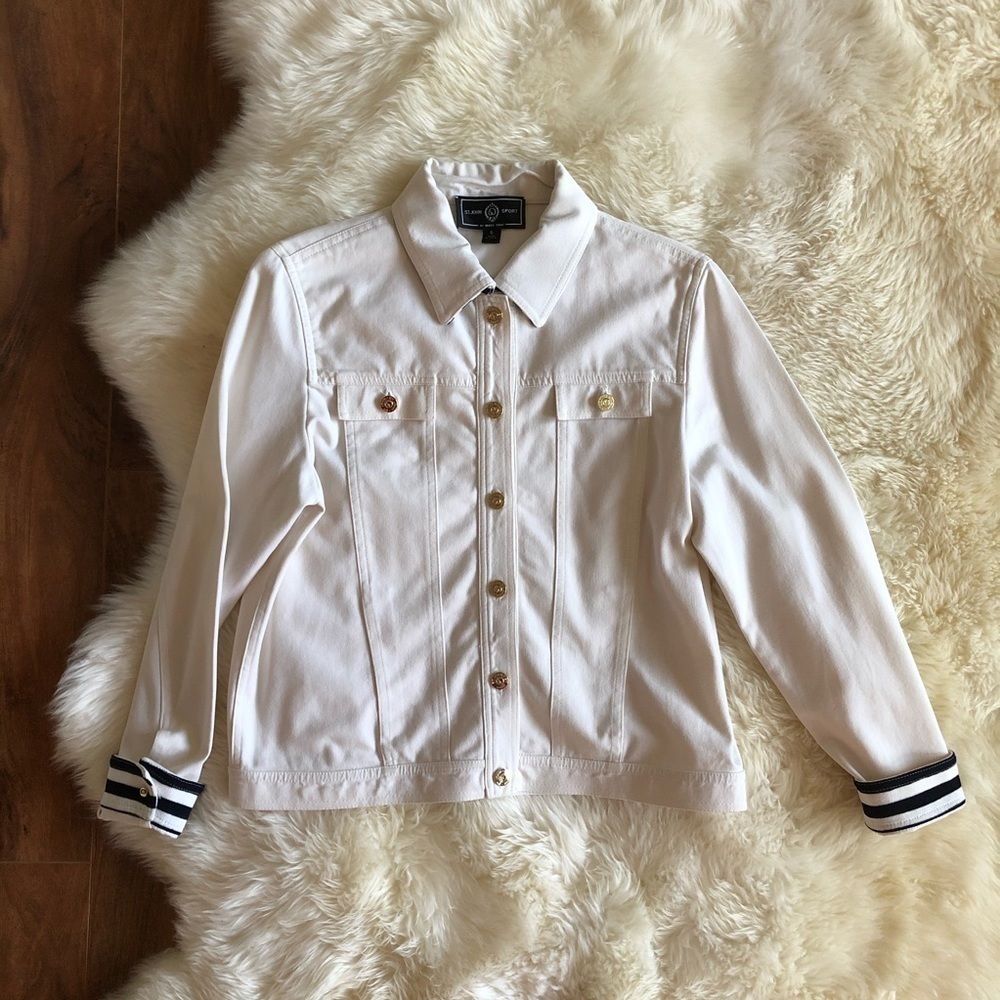 St. John Sport White Nautical Gold Button Jacket S